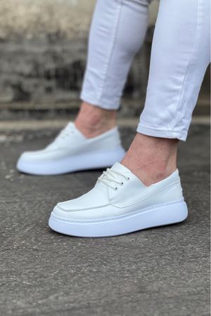 Wagoon WG508 Beyaz Cilt Ortopedik Taban Erkek Casual Ayakkabı