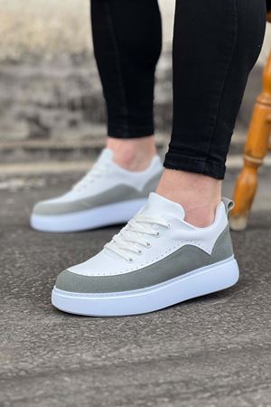 Wagoon WG162 Beyaz Gri Ortopedik Taban Erkek Casual Ayakkabı